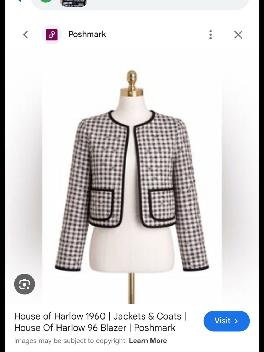 Harlow Black & White Houndstooth Cropped Blazer - Picture 1 of 4